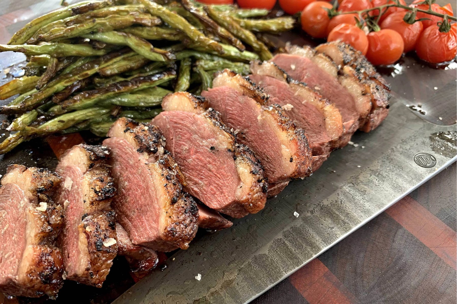 Crispy Grilled Duck Breast & Duck Fat Fried Green Beans