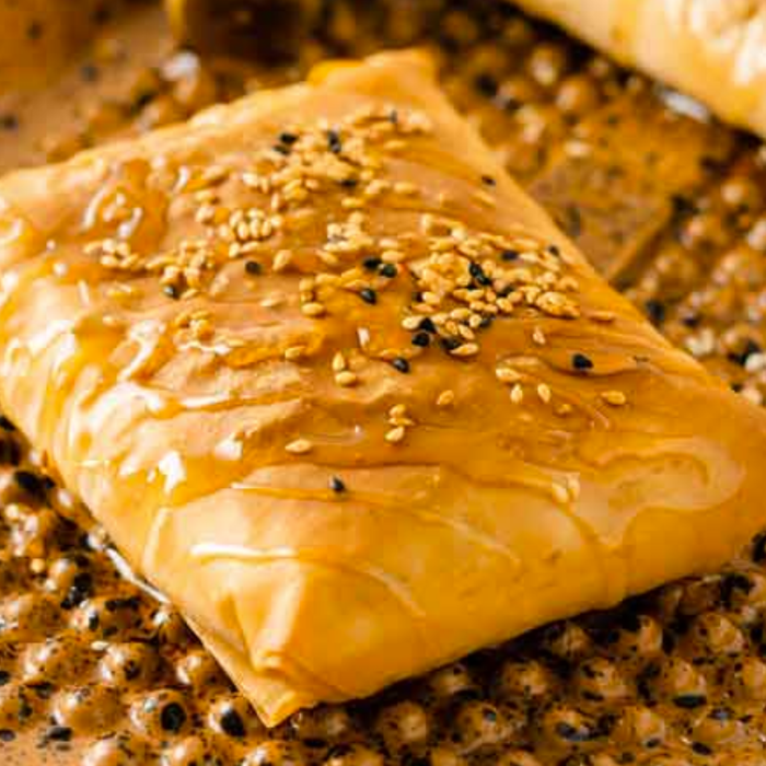 Feta wrapped in filo pastry