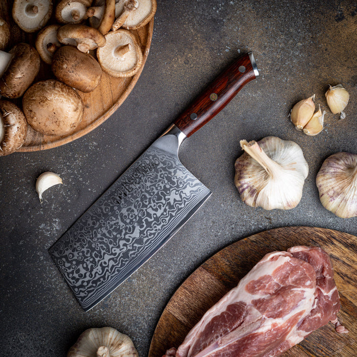 7" Damascus Cleaver Knife