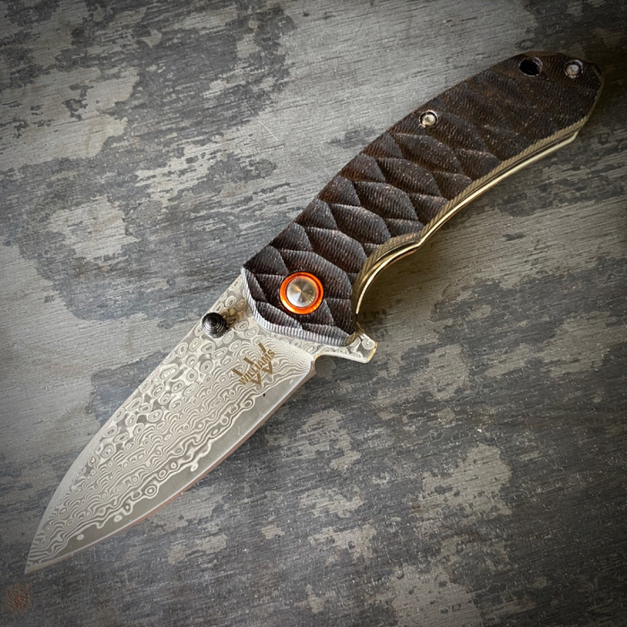 Legacy Limited Edition Damascus Drop Point Folder - Jigged Ebony For Kitchen Use