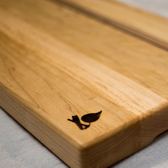 Maple with stripes of Walnut and Padauk Cutting Board or Butcher Block